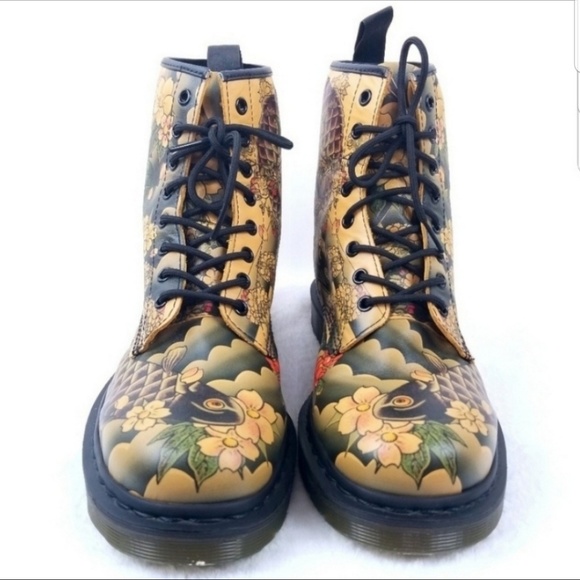 Dr. Martens Shoes - Dr. Martens Size 11 Men 12 Tattoo Koi Fish Boots